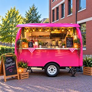 Roze foodtrailer van Konings Kidsparty voor foodtruckcatering op feesten en evenementen