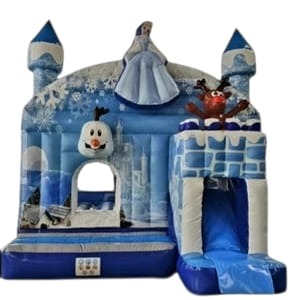 IJsprinses springkussen in winter- en ijsthema, middelgroot model voor 6–8 kinderen.